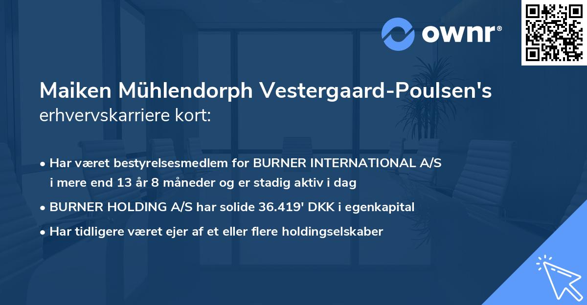 Maiken Mühlendorph Vestergaard-Poulsen's erhvervskarriere kort