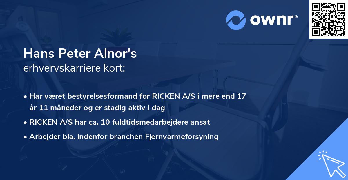 Hans Peter Alnor's erhvervskarriere kort