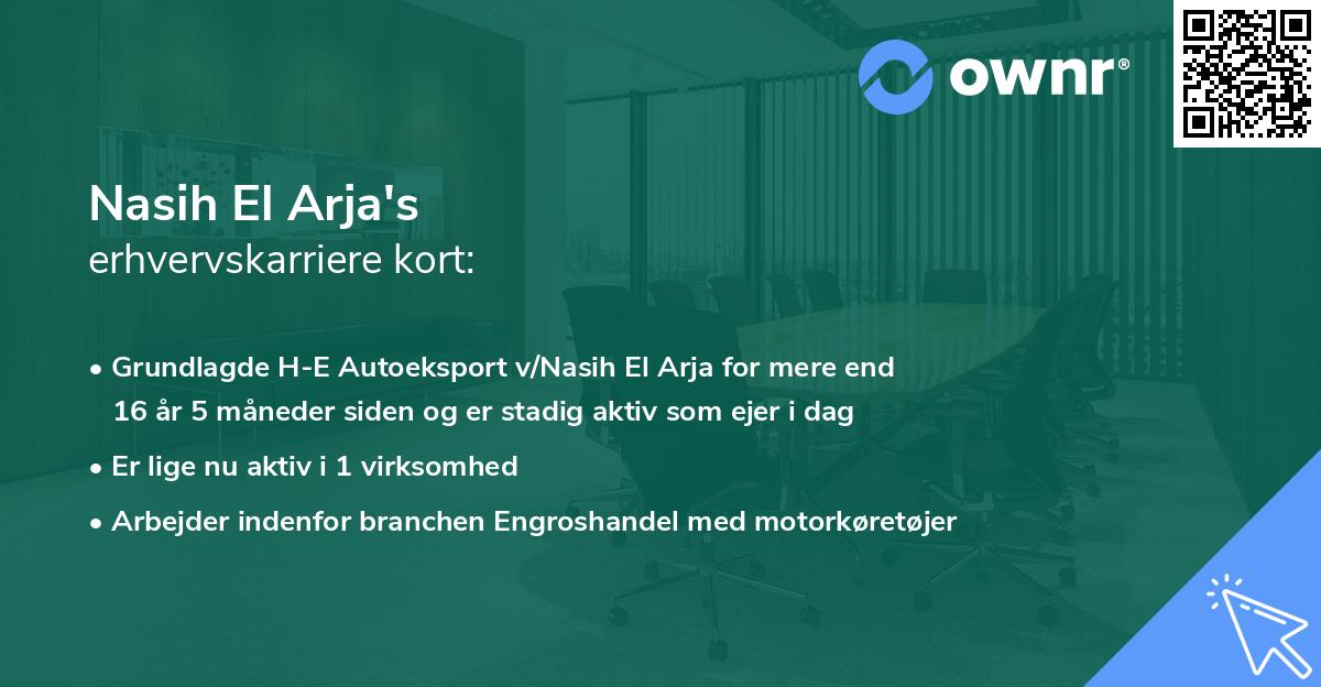 Nasih El Arja's erhvervskarriere kort