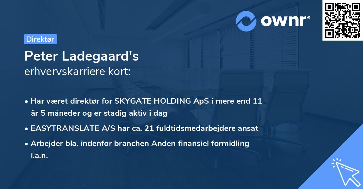 Peter Ladegaard's erhvervskarriere kort