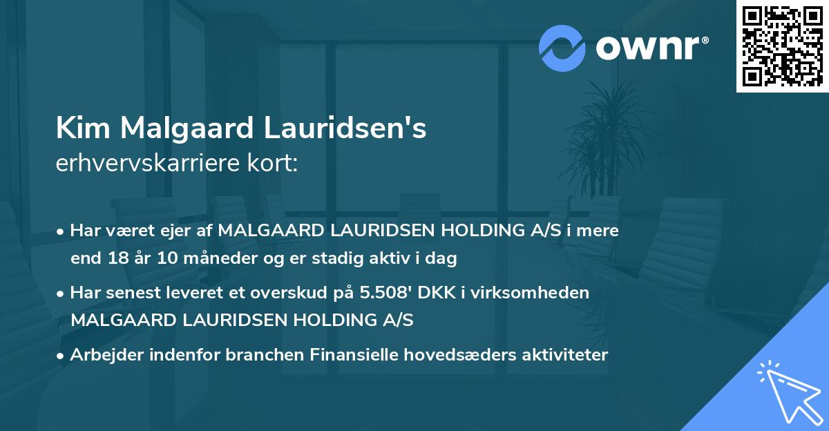 Kim Malgaard Lauridsen's erhvervskarriere kort