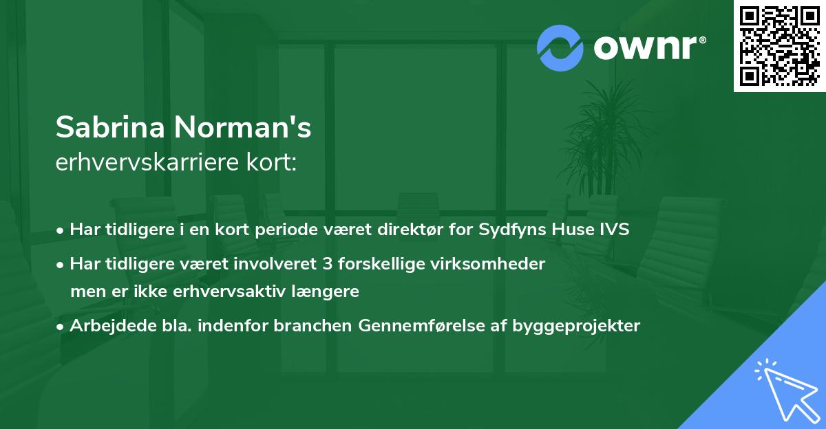Sabrina Norman's erhvervskarriere kort