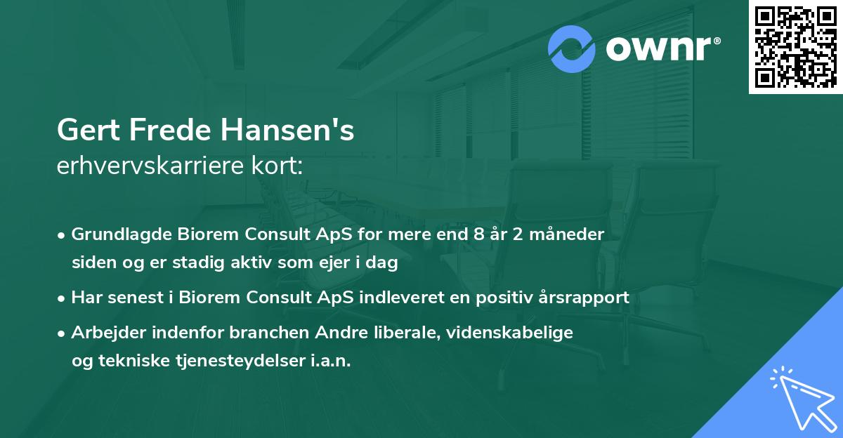 Gert Frede Hansen's erhvervskarriere kort