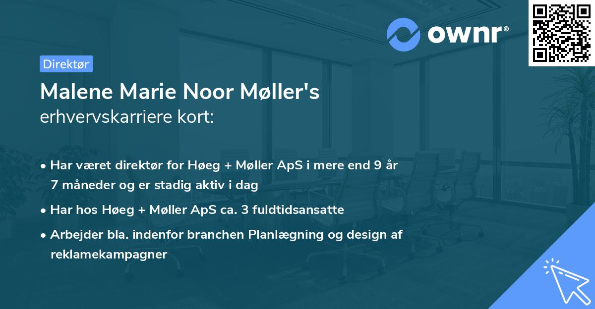 Malene Marie Noor Møller's erhvervskarriere kort