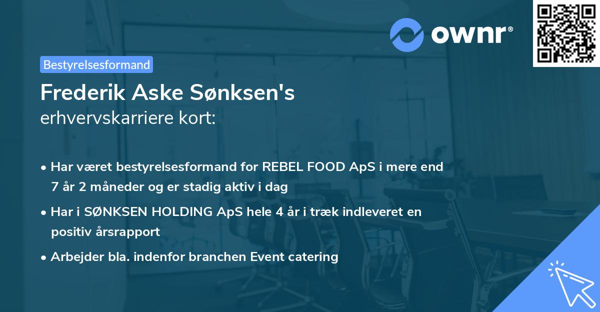 Frederik Aske Sønksen's erhvervskarriere kort