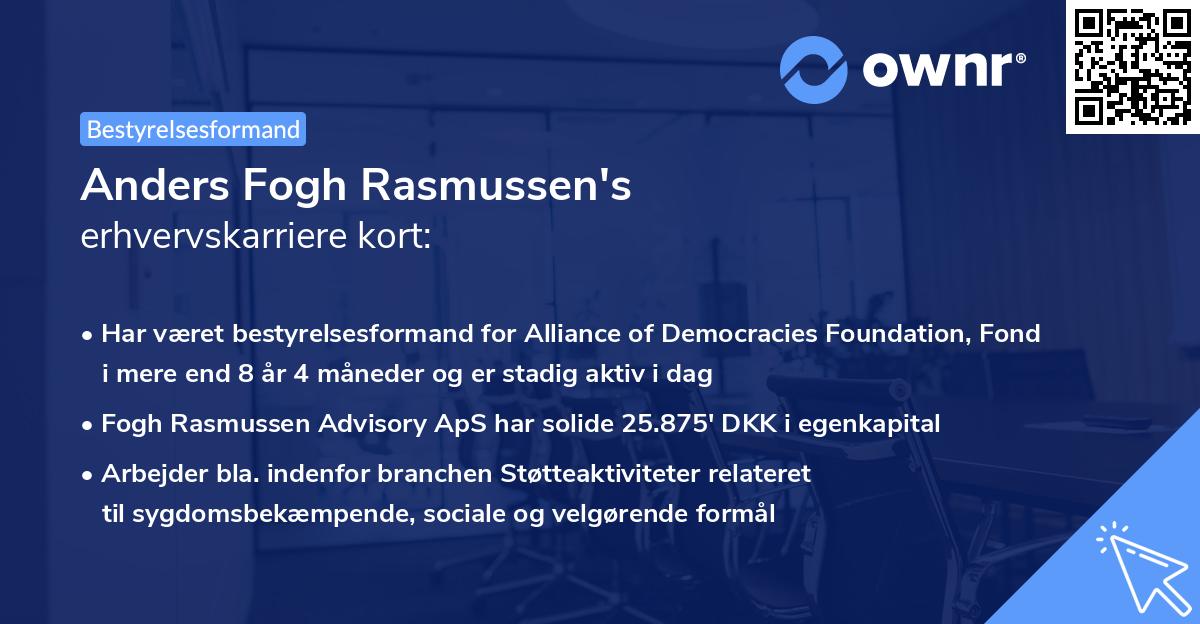 Anders Fogh Rasmussen's erhvervskarriere kort