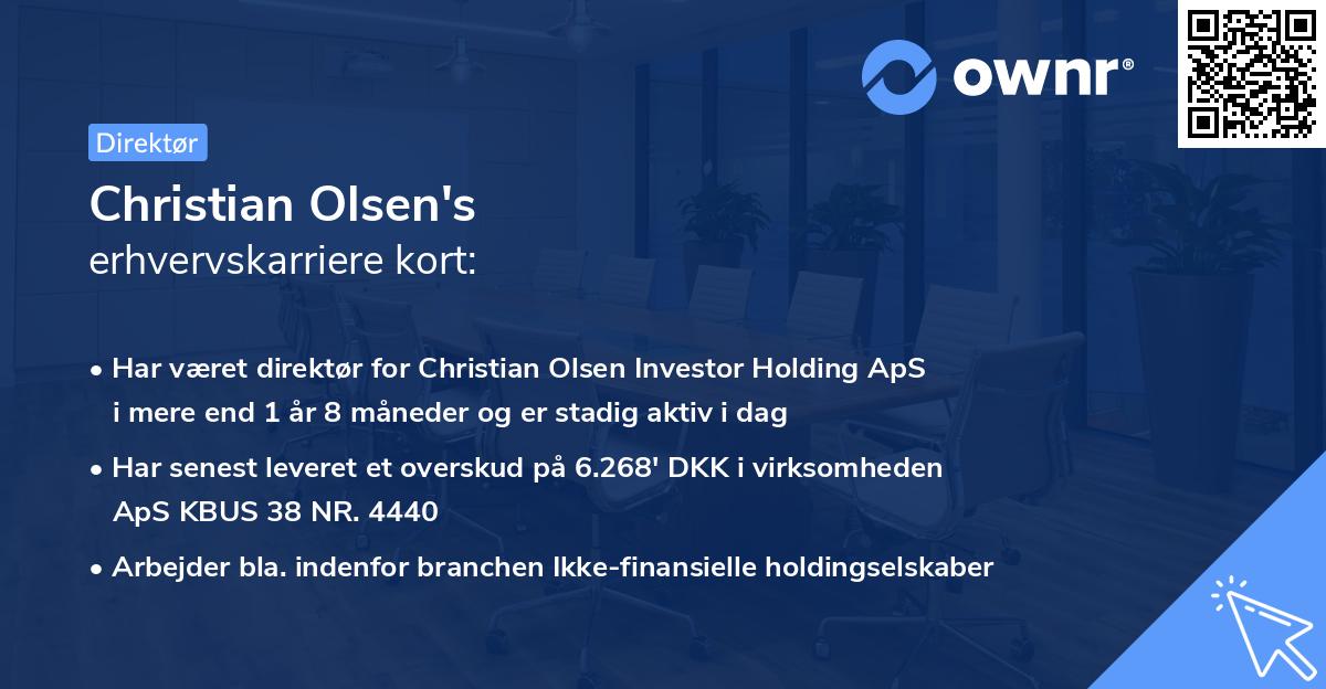Christian Olsen's erhvervskarriere kort
