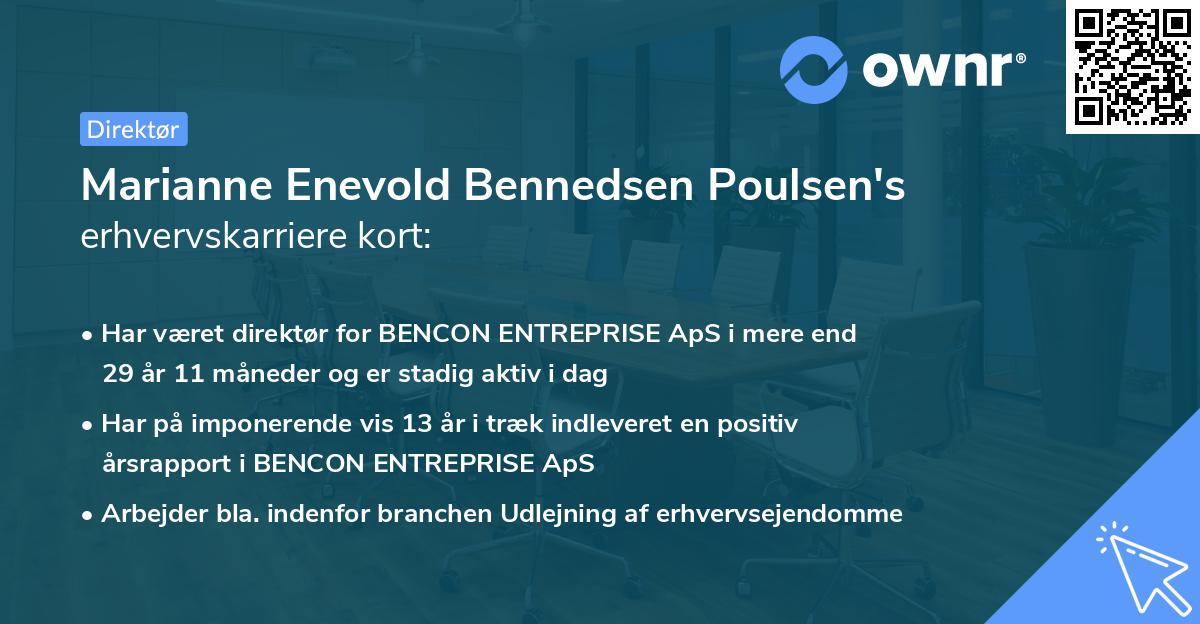 Marianne Enevold Bennedsen Poulsen's erhvervskarriere kort