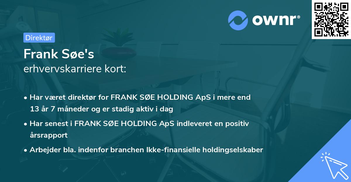 Frank Søe's erhvervskarriere kort