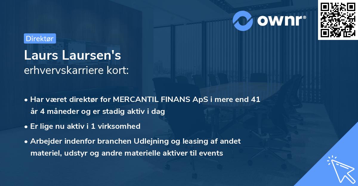 Laurs Laursen's erhvervskarriere kort