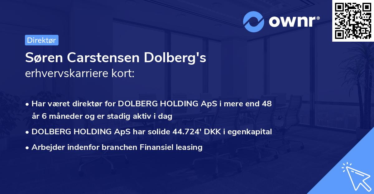 Søren Carstensen Dolberg's erhvervskarriere kort