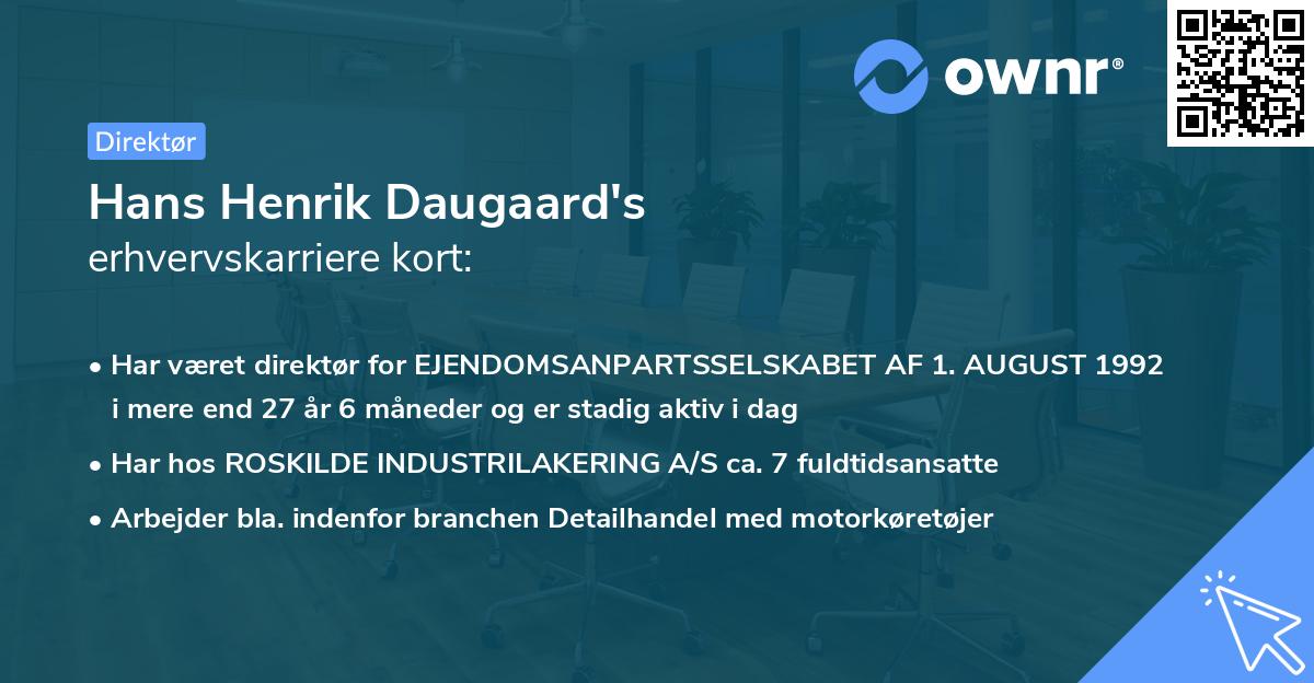 Hans Henrik Daugaard's erhvervskarriere kort