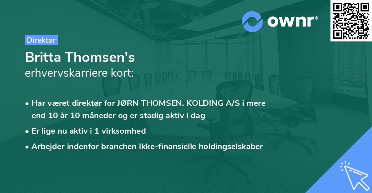 Britta Thomsen's erhvervskarriere kort