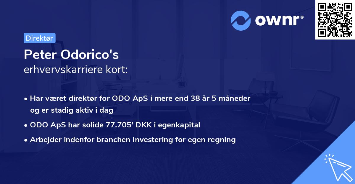 Peter Odorico's erhvervskarriere kort