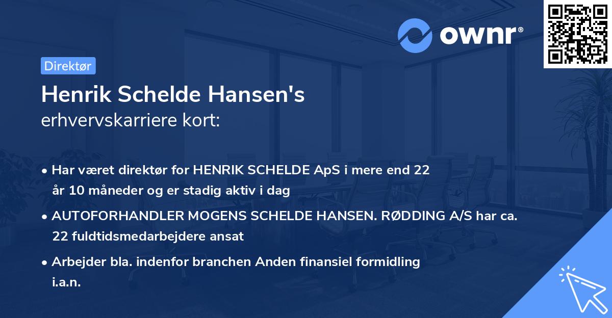 Henrik Schelde Hansen's erhvervskarriere kort