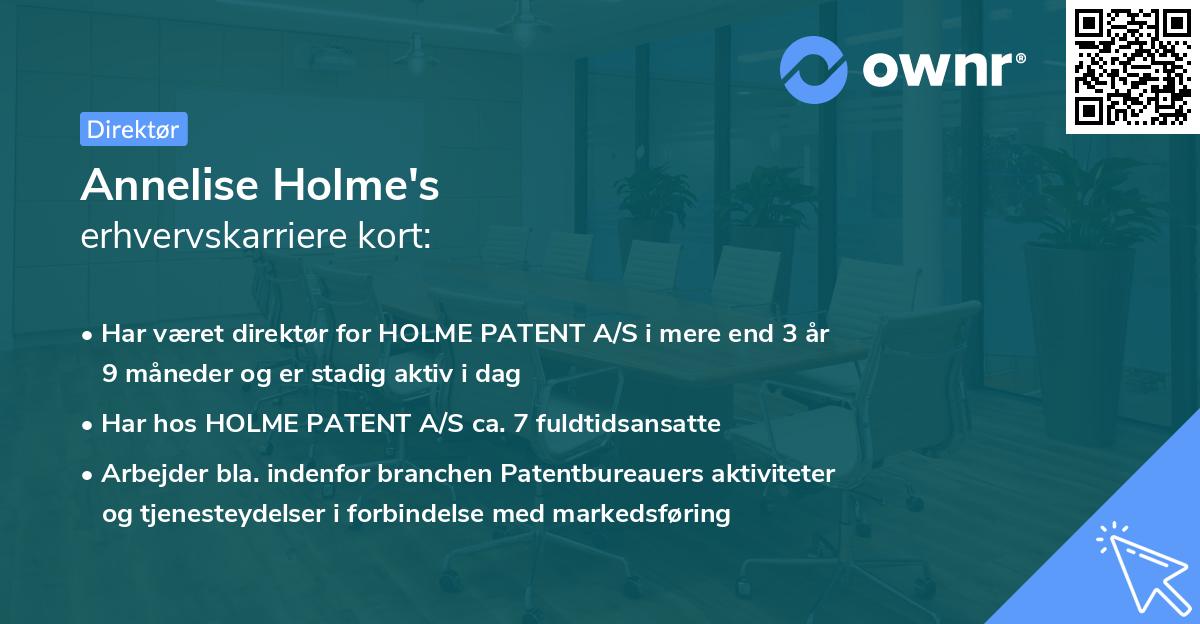 Annelise Holme's erhvervskarriere kort