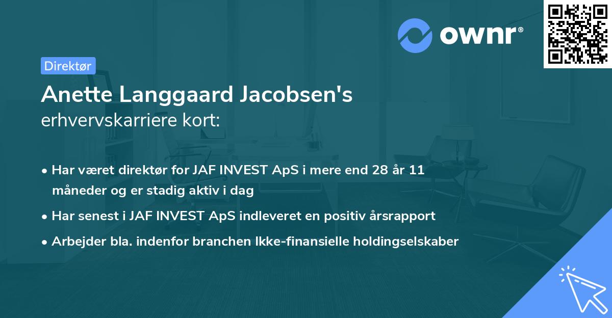 Anette Langgaard Jacobsen's erhvervskarriere kort