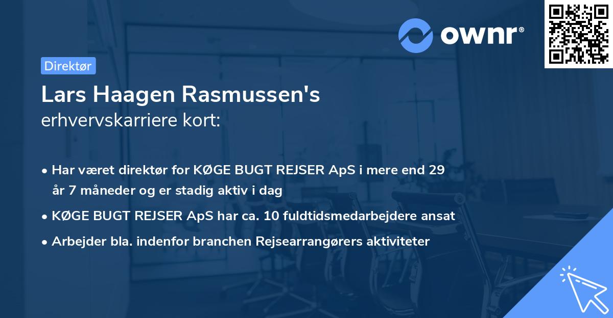 Lars Haagen Rasmussen's erhvervskarriere kort