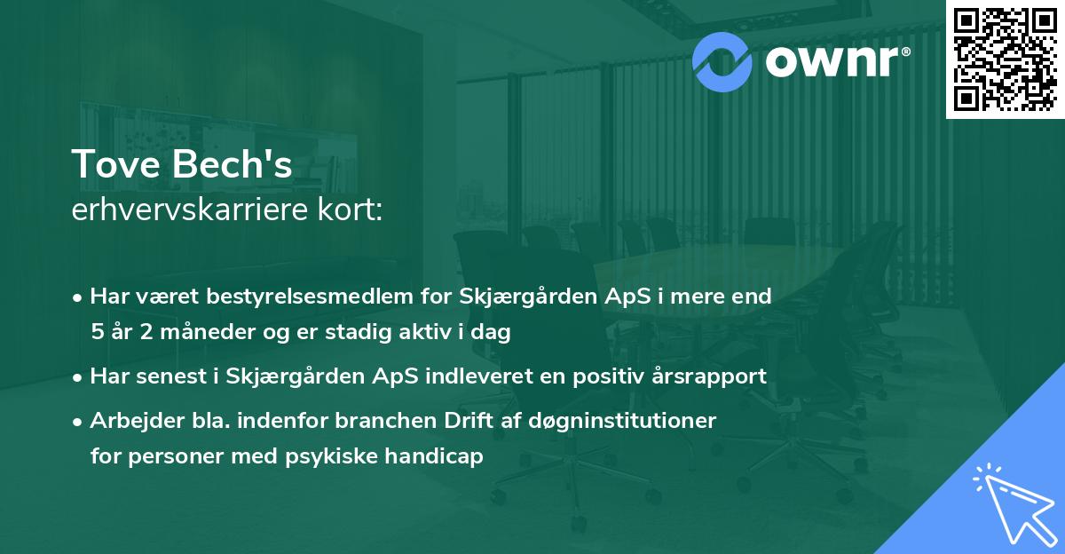 Tove Bech's erhvervskarriere kort