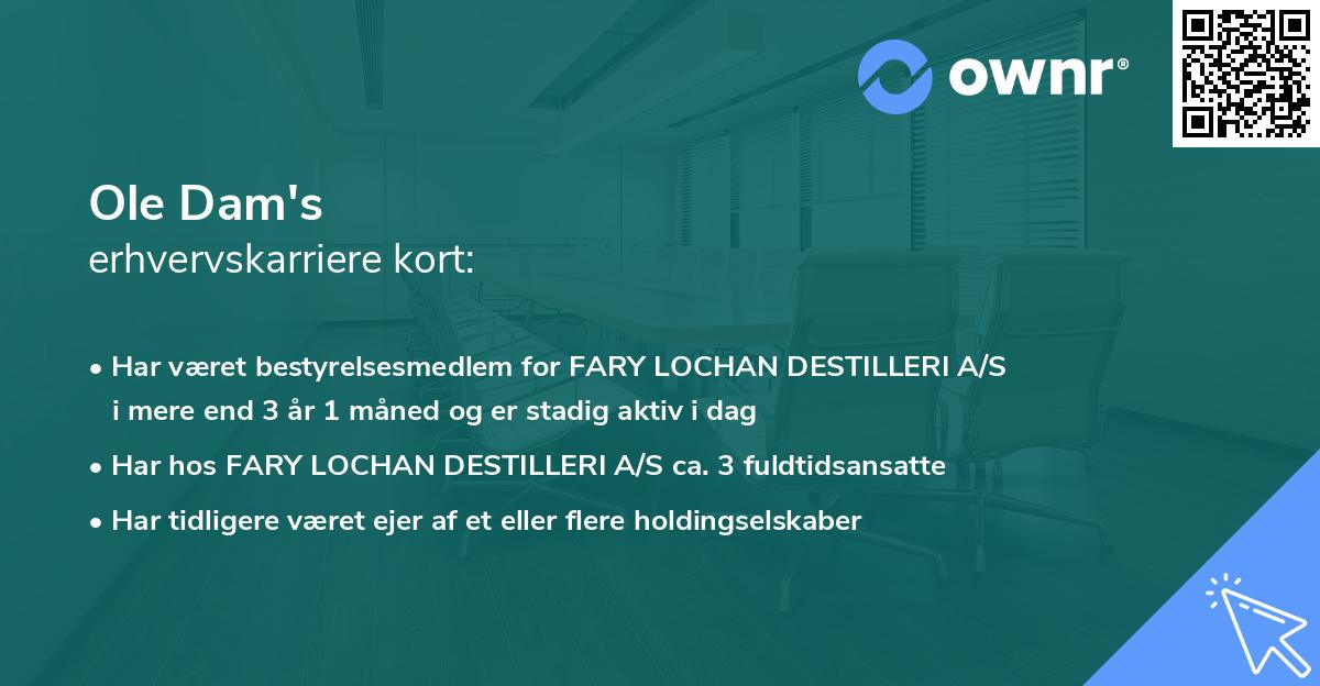 Ole Dam's erhvervskarriere kort