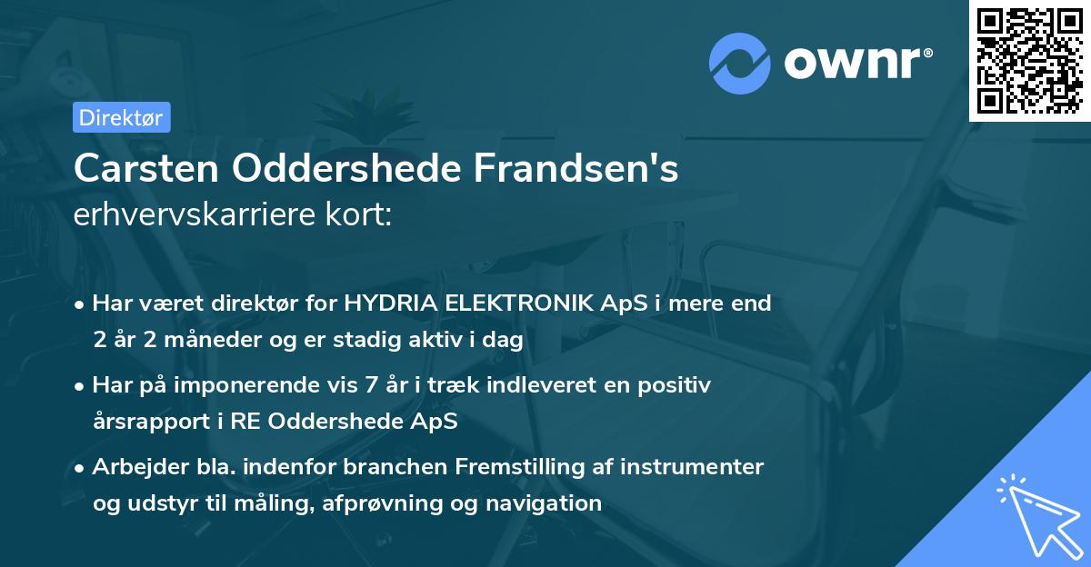 Carsten Oddershede Frandsen's erhvervskarriere kort
