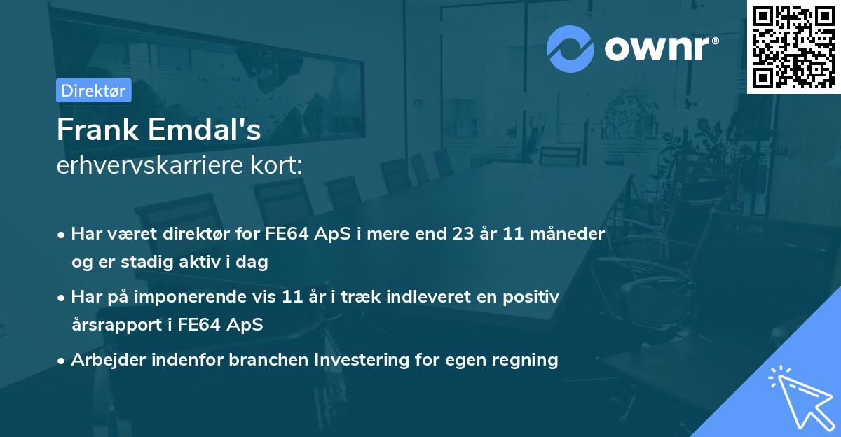 Frank Emdal's erhvervskarriere kort