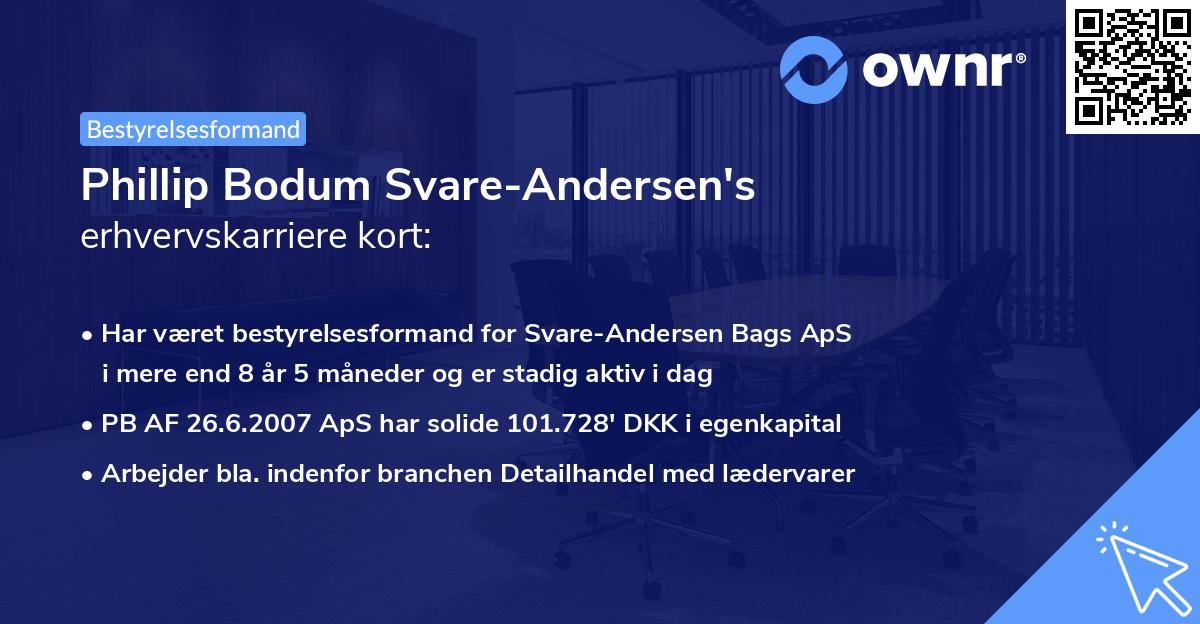 Phillip Bodum Svare-Andersen's erhvervskarriere kort