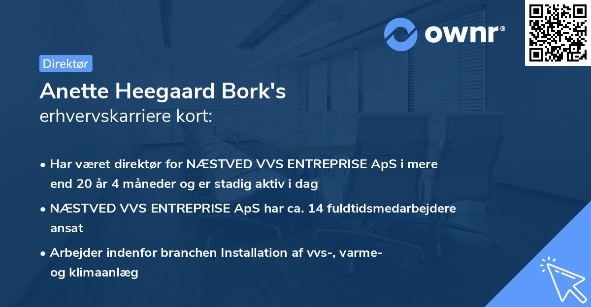 Anette Heegaard Bork's erhvervskarriere kort