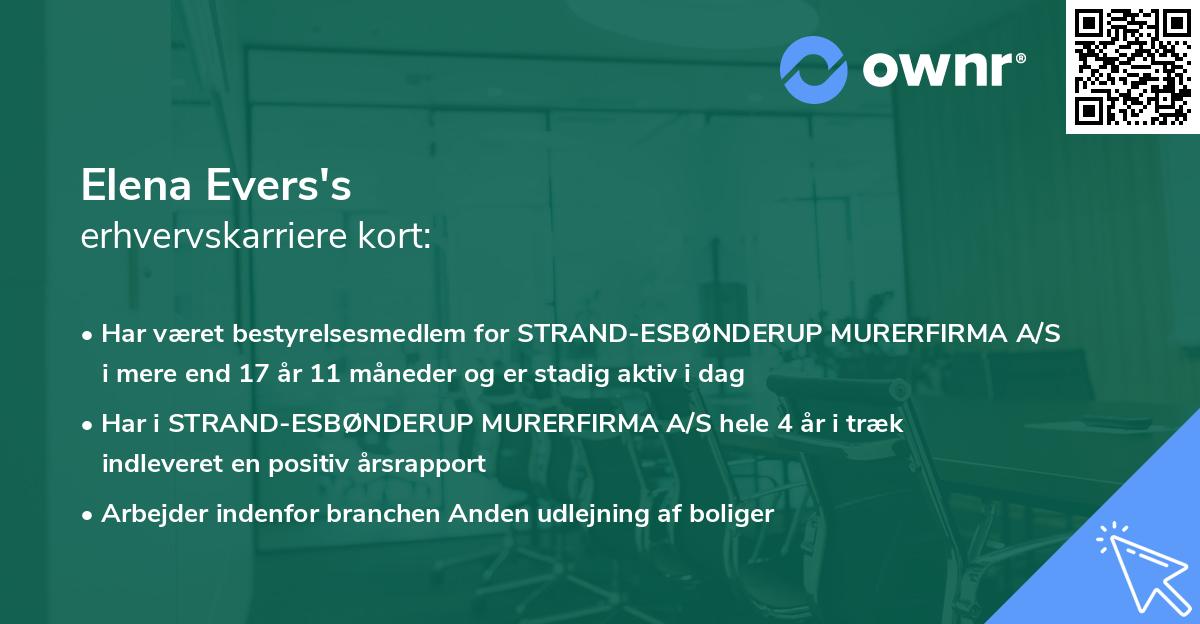 Elena Evers's erhvervskarriere kort