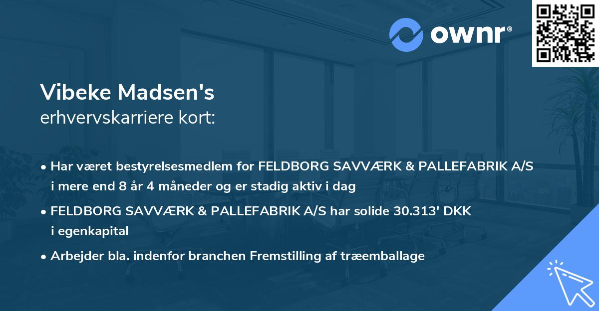 Vibeke Madsen's erhvervskarriere kort