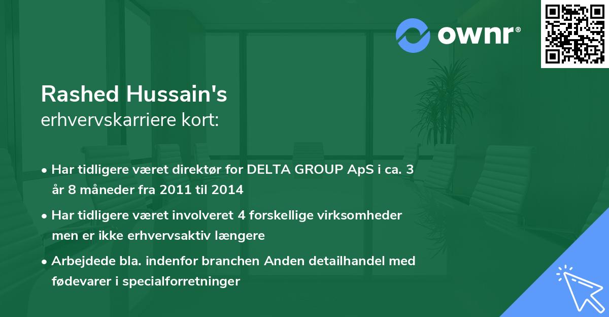Rashed Hussain's erhvervskarriere kort