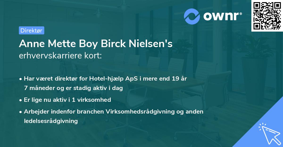 Anne Mette Boy Birck Nielsen's erhvervskarriere kort