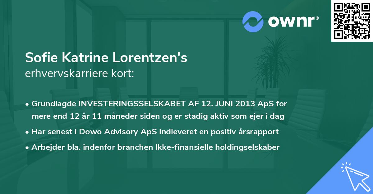 Sofie Katrine Lorentzen's erhvervskarriere kort