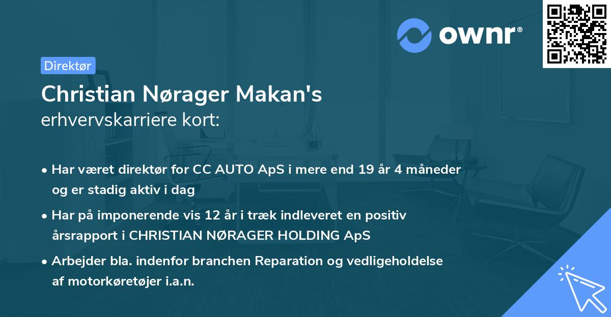 Christian Nørager Makan's erhvervskarriere kort