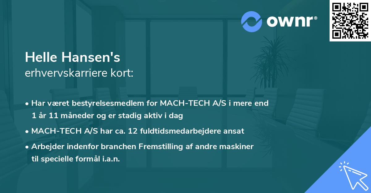 Helle Hansen's erhvervskarriere kort