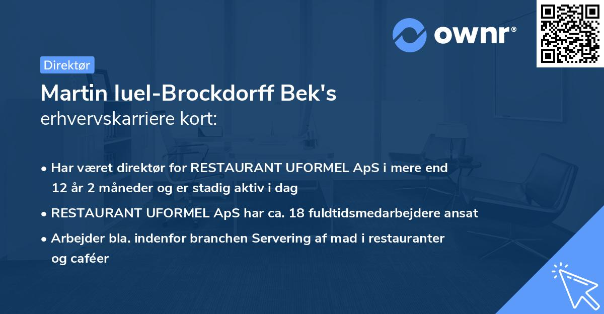 Martin Iuel-Brockdorff Bek's erhvervskarriere kort
