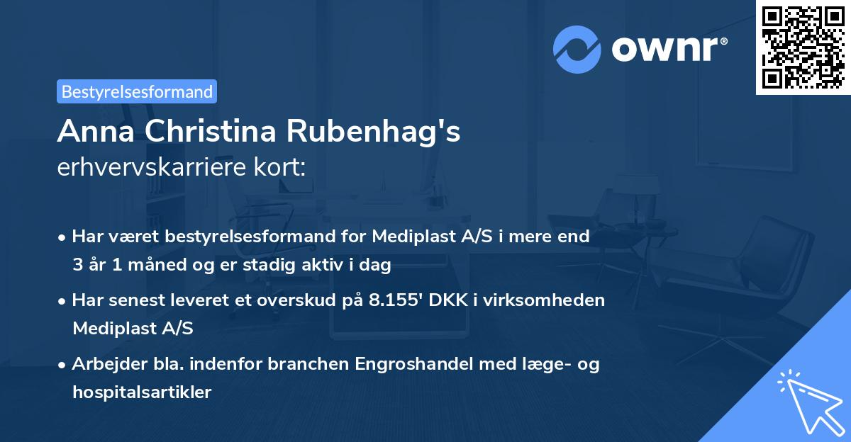 Anna Christina Rubenhag's erhvervskarriere kort