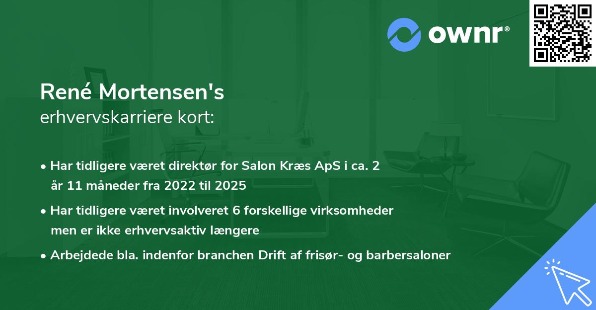 René Mortensen's erhvervskarriere kort