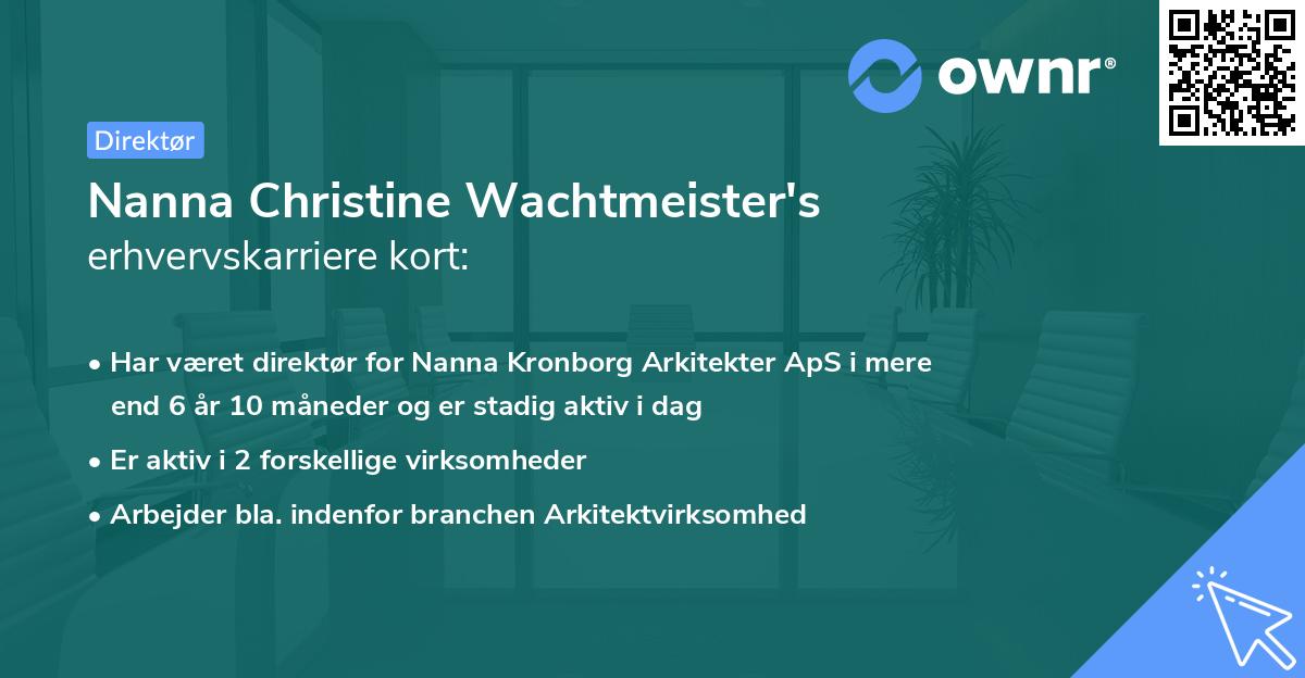 Nanna Christine Wachtmeister's erhvervskarriere kort