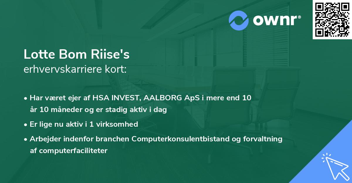 Lotte Bom Riise's erhvervskarriere kort
