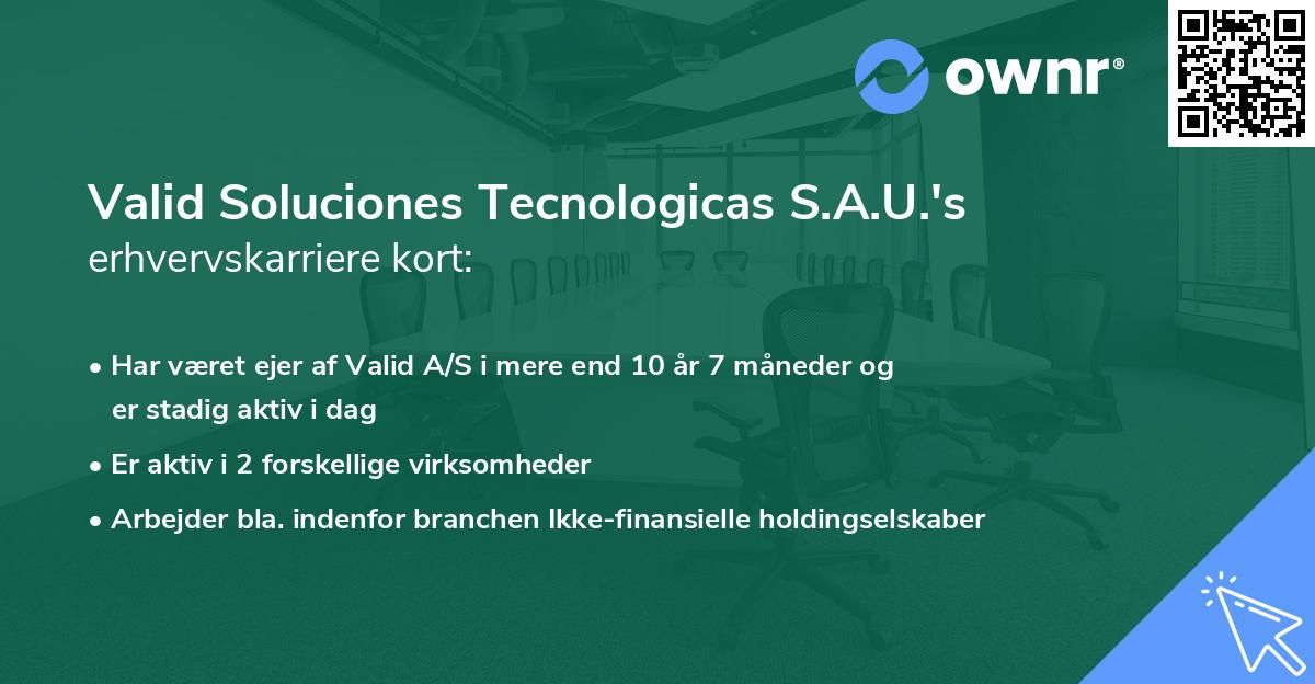 Valid Soluciones Tecnologicas S.A.U.'s erhvervskarriere kort