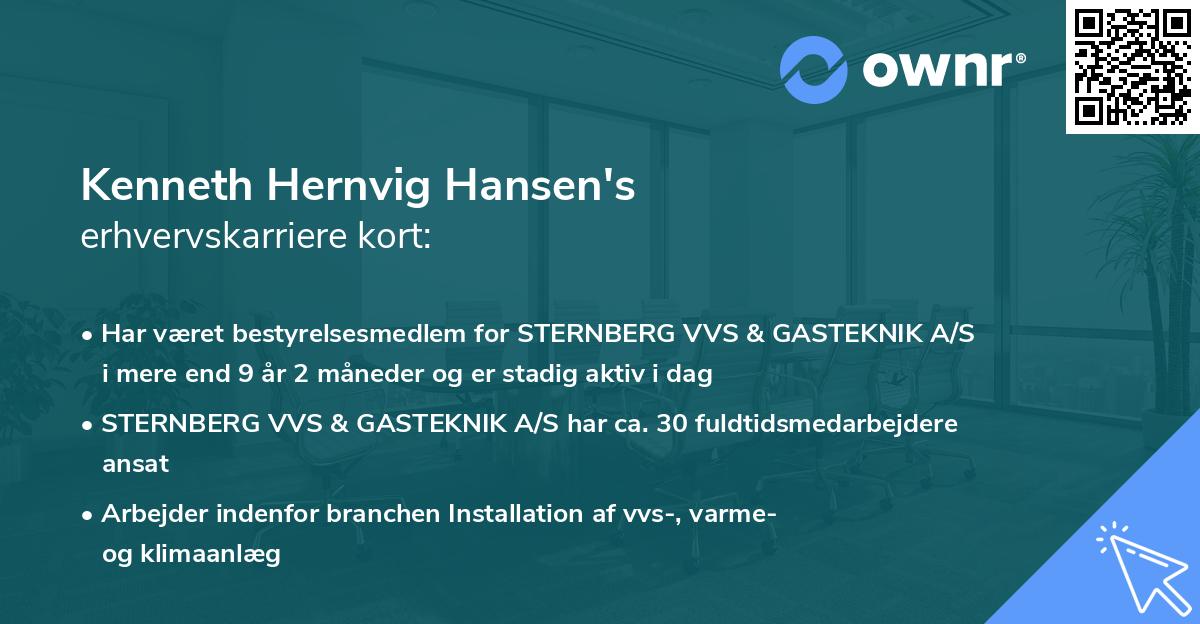 Kenneth Hernvig Hansen's erhvervskarriere kort