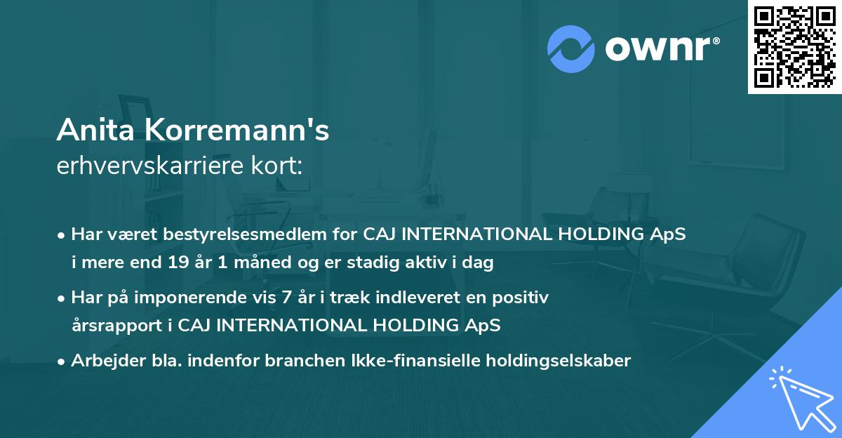 Anita Korremann's erhvervskarriere kort