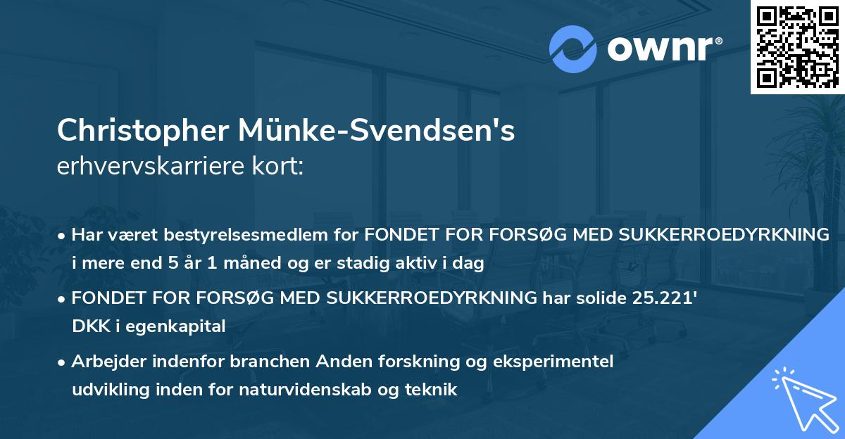 Christopher Münke-Svendsen's erhvervskarriere kort