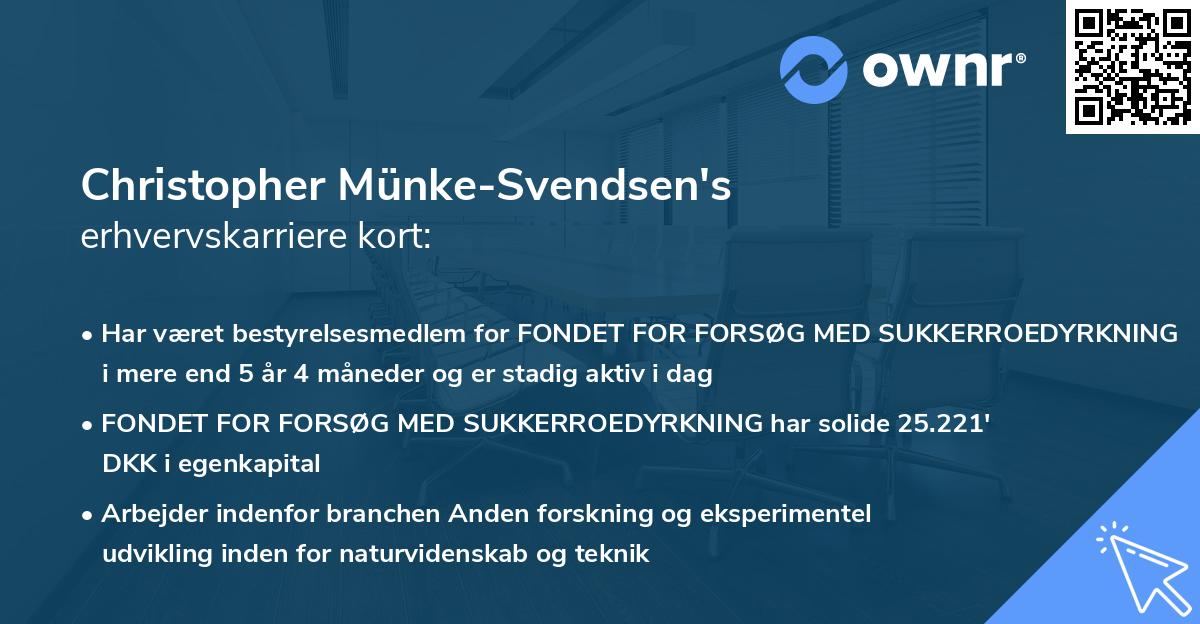 Christopher Münke-Svendsen's erhvervskarriere kort