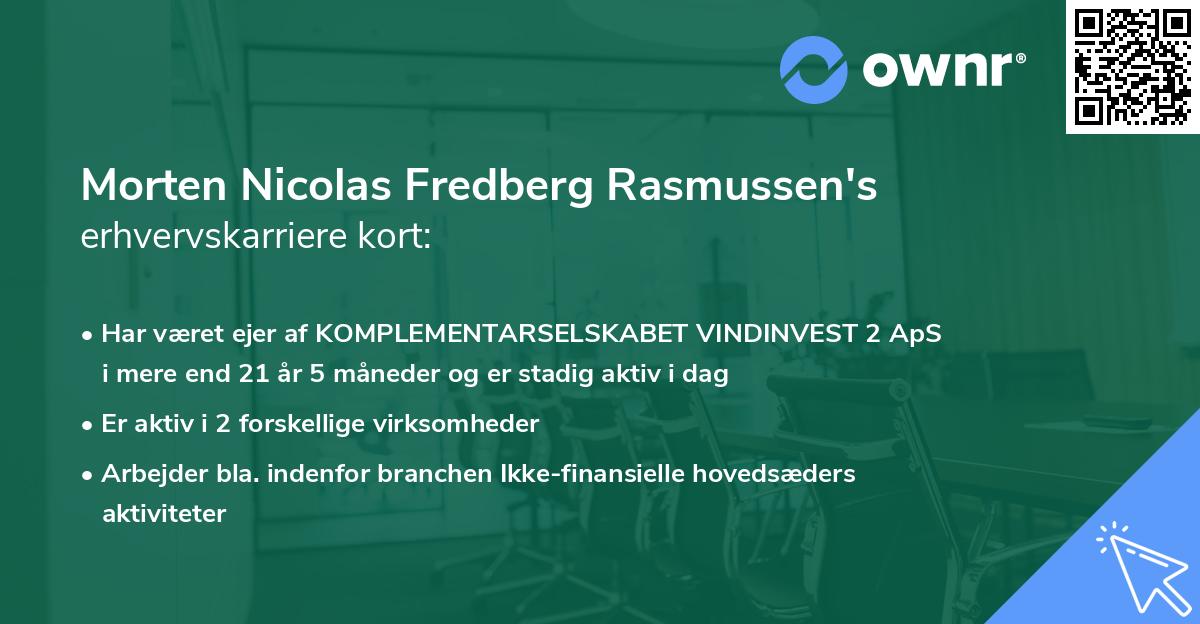 Morten Nicolas Fredberg Rasmussen's erhvervskarriere kort