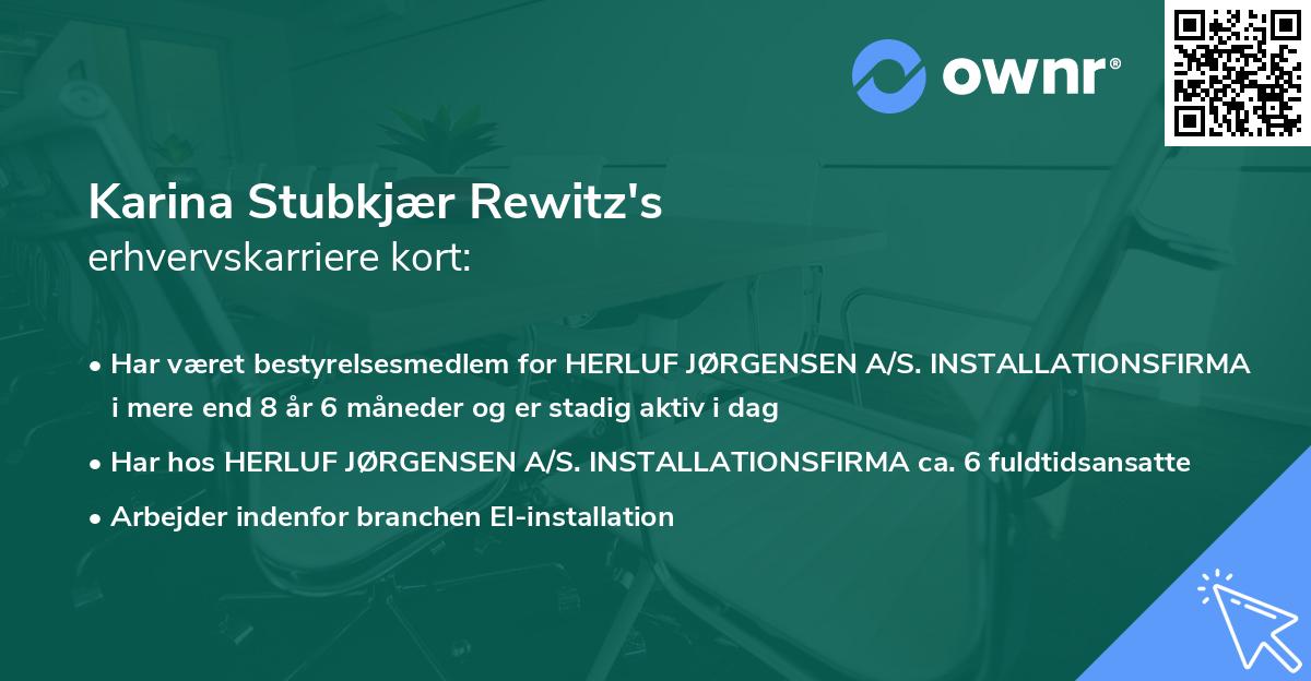 Karina Stubkjær Rewitz's erhvervskarriere kort