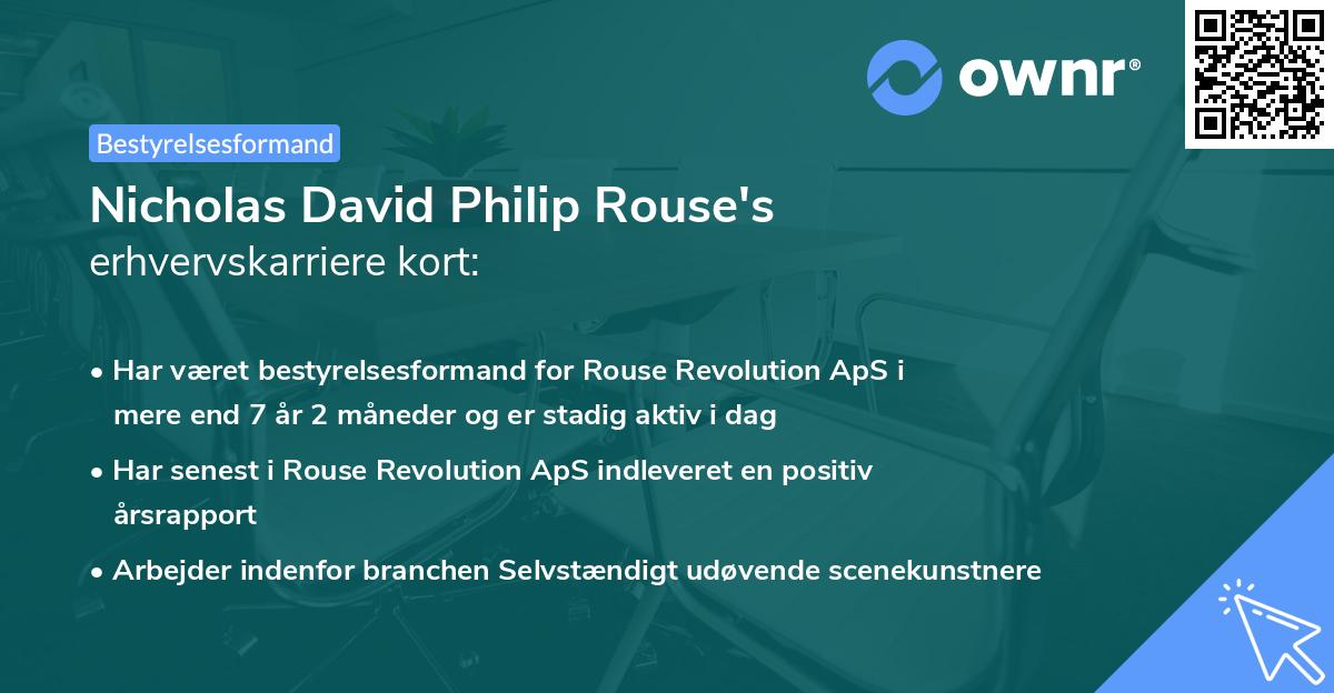 Nicholas David Philip Rouse's erhvervskarriere kort