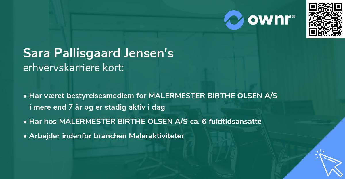 Sara Pallisgaard Jensen's erhvervskarriere kort