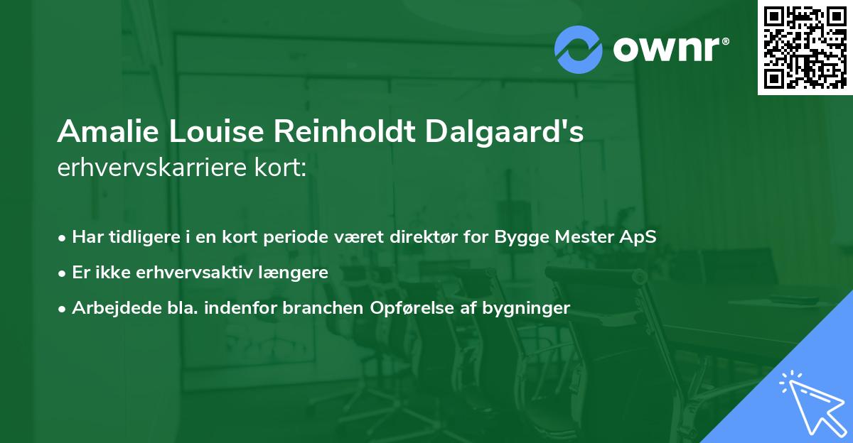 Amalie Louise Reinholdt Dalgaard's erhvervskarriere kort